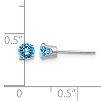 14K White Gold 4mm Round December Blue Topaz Stud Earrings view 4