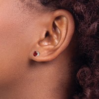 14K White Gold 5mm Round January Garnet Stud Earrings view 3