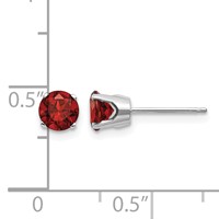 14K White Gold 5mm Round January Garnet Stud Earrings view 4