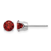14K White Gold 5mm Round January Garnet Stud Earrings view 1
