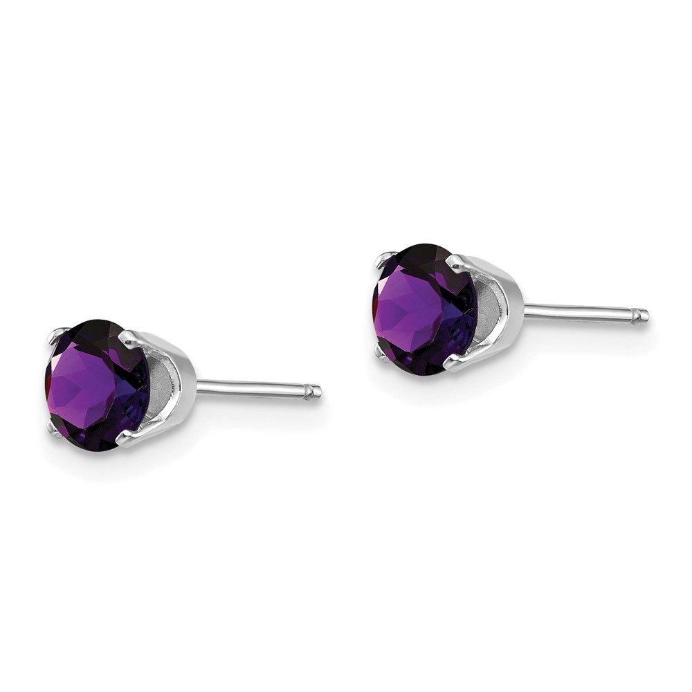 14k White Gold 5mm Amethyst Stud Earrings (XBE134)