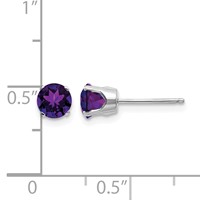 14K White Gold 5mm Round February Amethyst Stud Earrings view 4