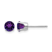 14K White Gold 5mm Round February Amethyst Stud Earrings view 1