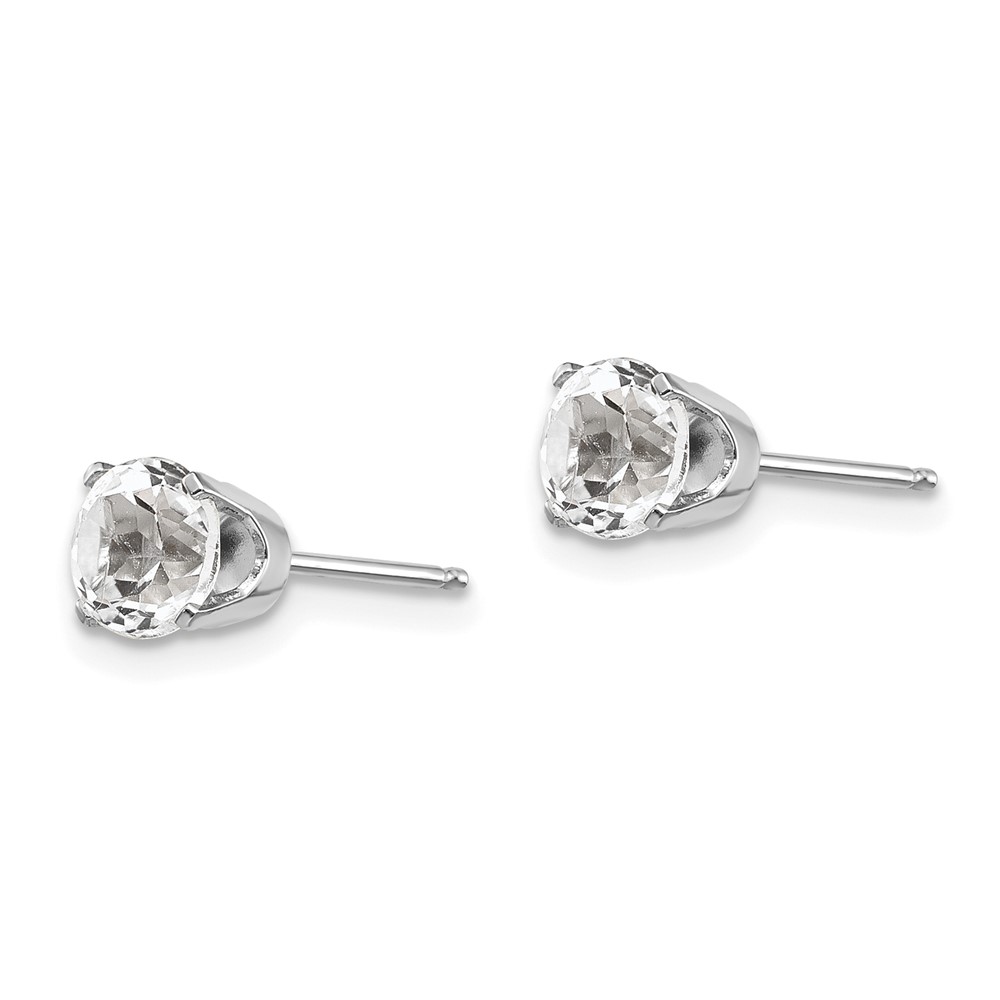 14k White Gold 5mm White Topaz Stud Earrings (XBE136)