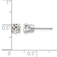 14K White Gold 5mm Round April White Topaz Stud Earrings view 4