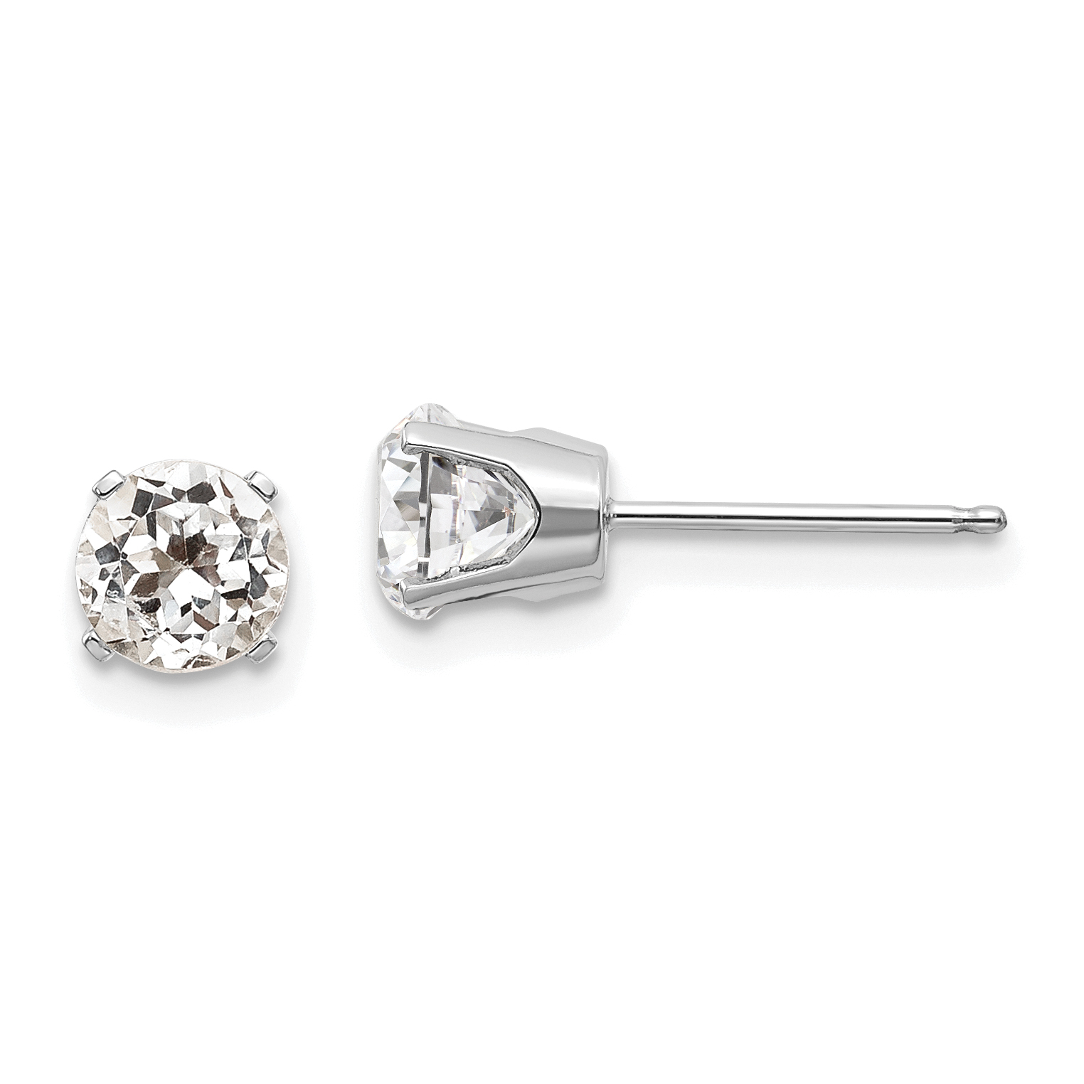 14k White Gold 5mm White Topaz Stud Earrings (XBE136)