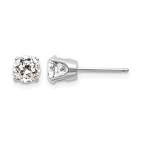 14K White Gold 5mm Round April White Topaz Stud Earrings view 1