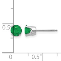 14K White Gold 5mm Round May Emerald Stud Earrings view 4