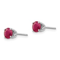 14K White Gold 5mm Round July Ruby Stud Earrings view 2