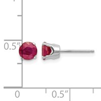 14K White Gold 5mm Round July Ruby Stud Earrings view 4