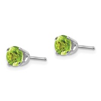 14K White Gold 5mm Round August Peridot Stud Earrings view 2