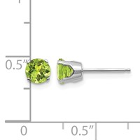 14K White Gold 5mm Round August Peridot Stud Earrings view 4