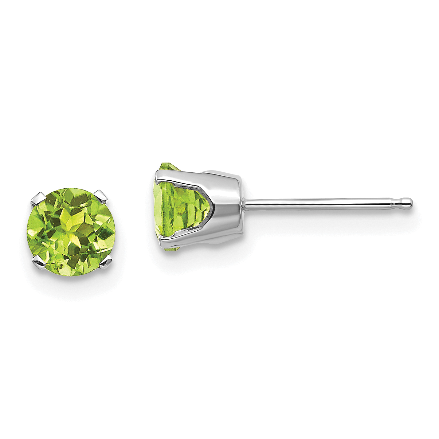 14k White Gold 5mm Peridot Stud Earrings (XBE139)