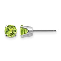 14K White Gold 5mm Round August Peridot Stud Earrings view 1