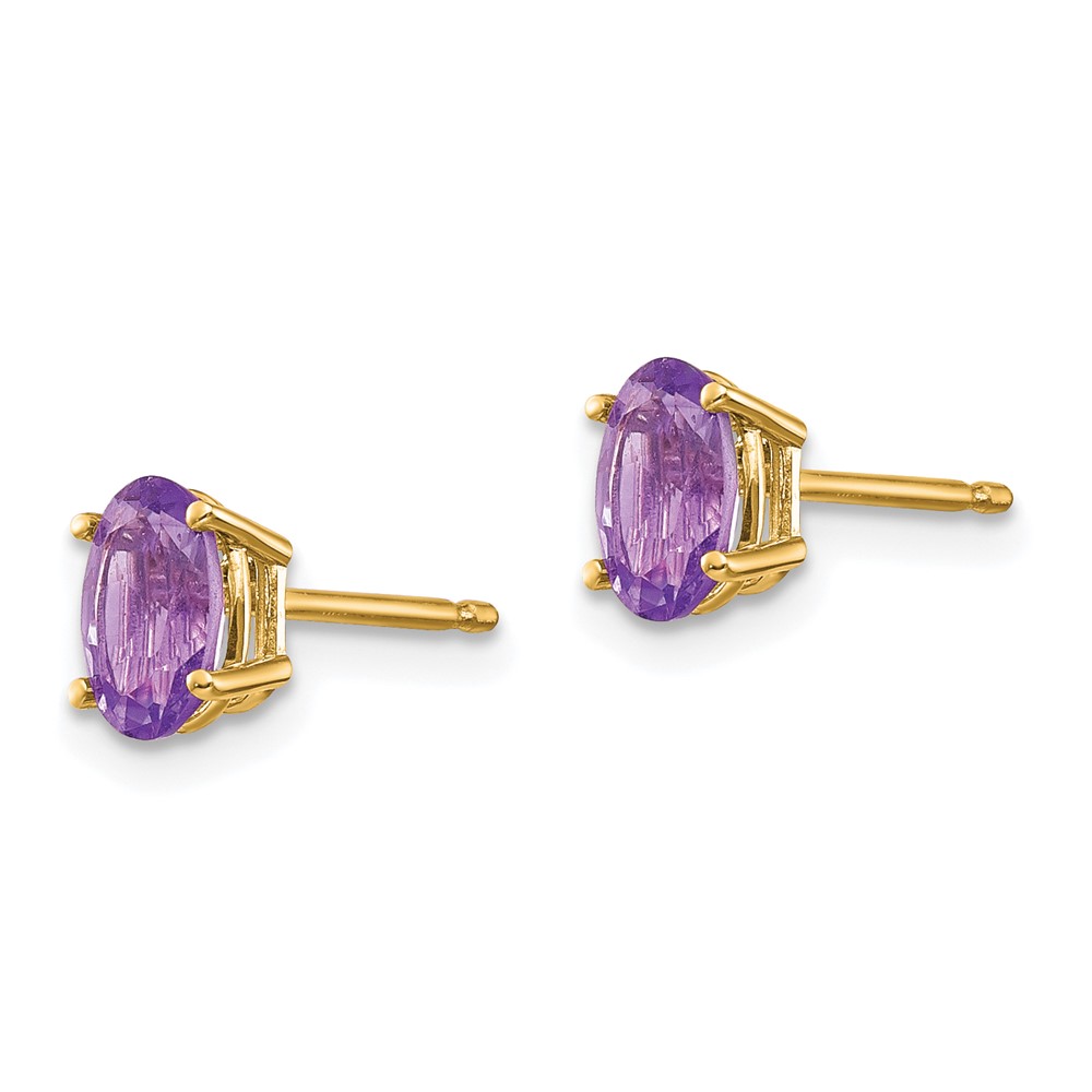 14k 6x4 Oval February/Amethyst Post Earrings (XBE14)