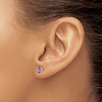 14K 6x4 Oval February Amethyst Post Earrings view 3