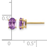 14K 6x4 Oval February Amethyst Post Earrings view 4