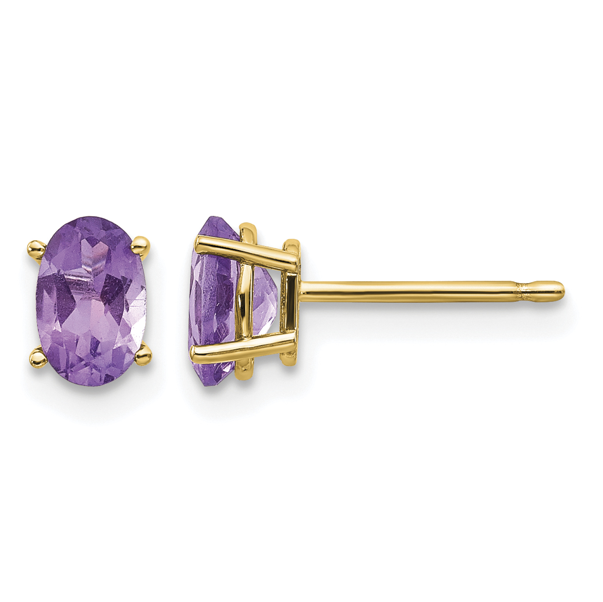 14k 6x4 Oval February/Amethyst Post Earrings (XBE14)