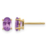 14K 6x4 Oval February Amethyst Post Earrings view 1