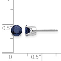 14K White Gold 5mm Round September Natural Sapphire Stud Earrings view 4
