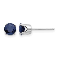 14K White Gold 5mm Round September Natural Sapphire Stud Earrings view 1