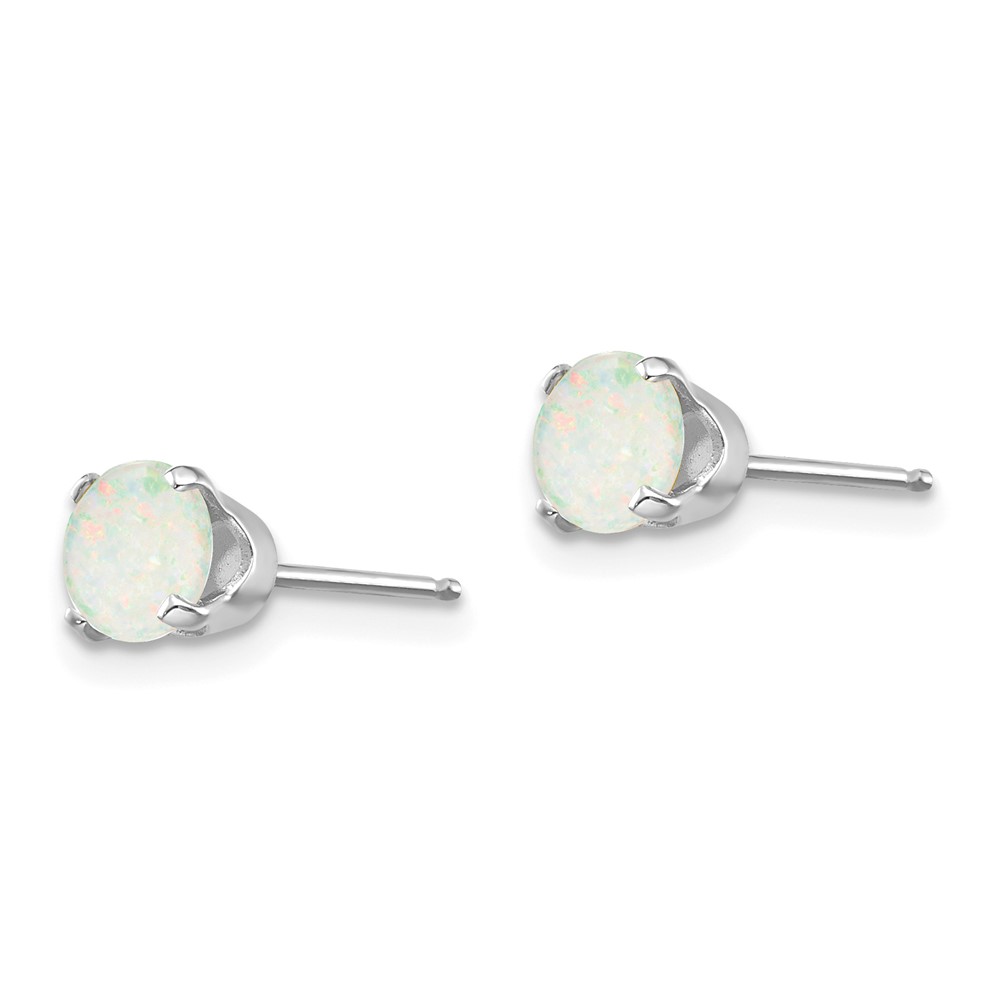 14k White Gold 5mm Opal Stud Earrings (XBE141)