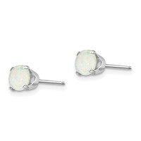 14K White Gold 5mm Round October Opal Stud Earrings view 2