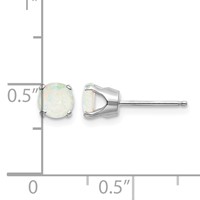 14K White Gold 5mm Round October Opal Stud Earrings view 4