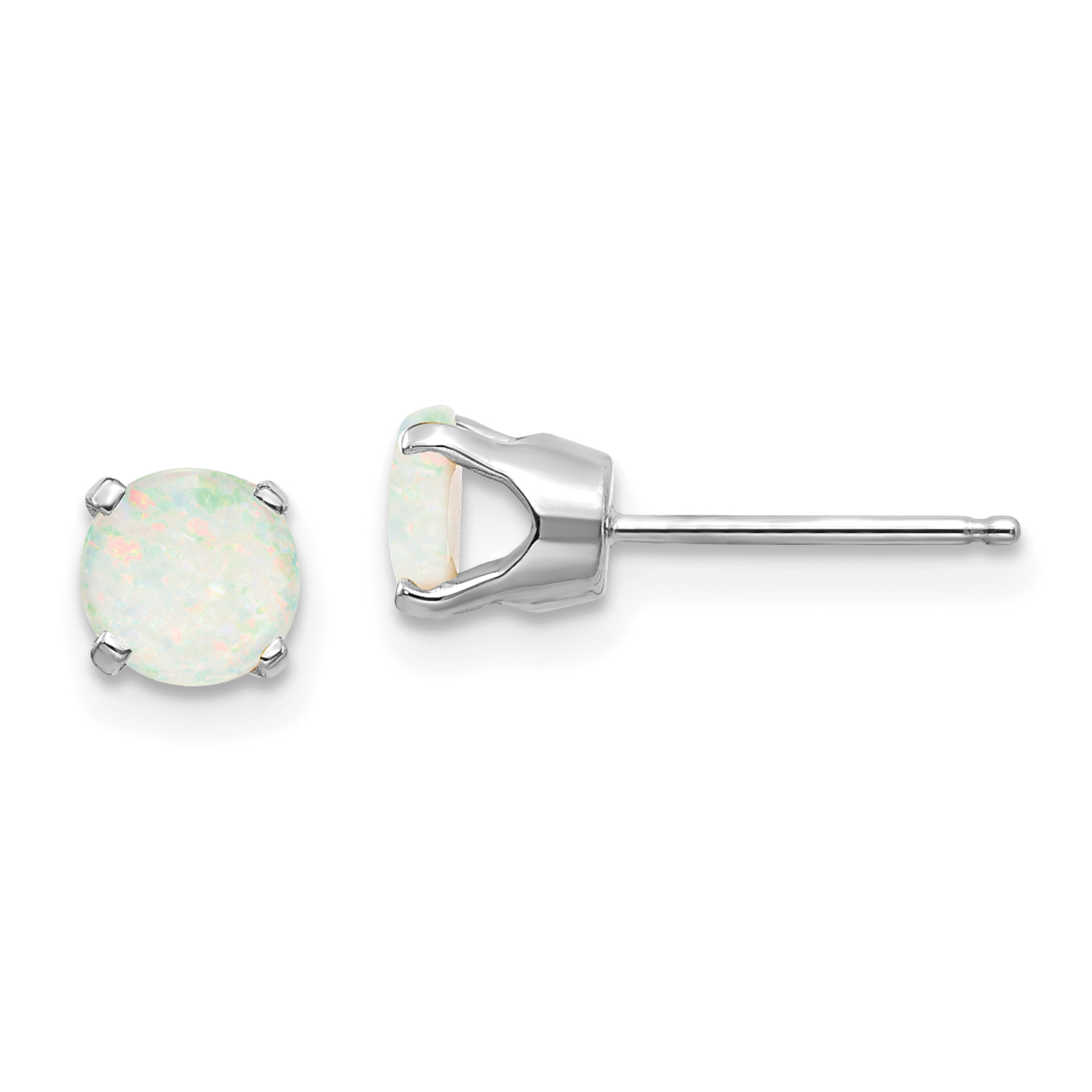 14k White Gold 5mm Opal Stud Earrings (XBE141)