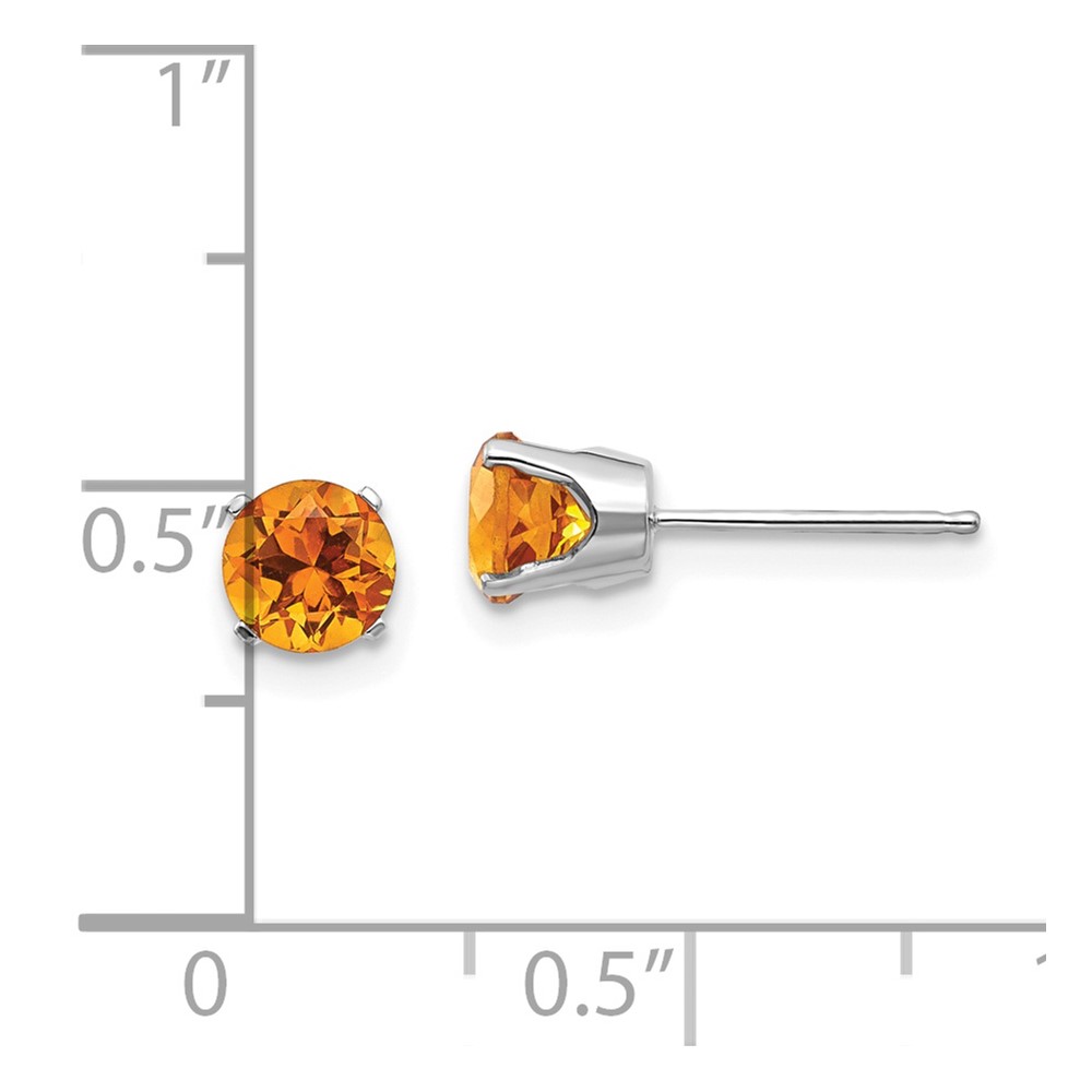 14k White Gold 5mm Citrine Stud Earrings (XBE142)