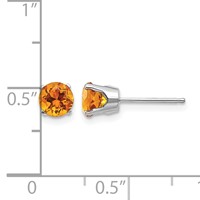 14K White Gold 5mm Round November Citrine Stud Earrings view 4