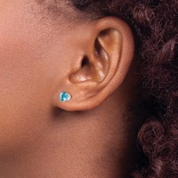14K White Gold 5mm Round December Blue Topaz Stud Earrings view 3