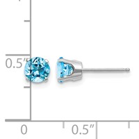 14K White Gold 5mm Round December Blue Topaz Stud Earrings view 4