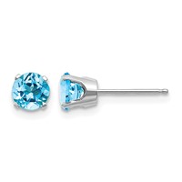 14K White Gold 5mm Round December Blue Topaz Stud Earrings view 1