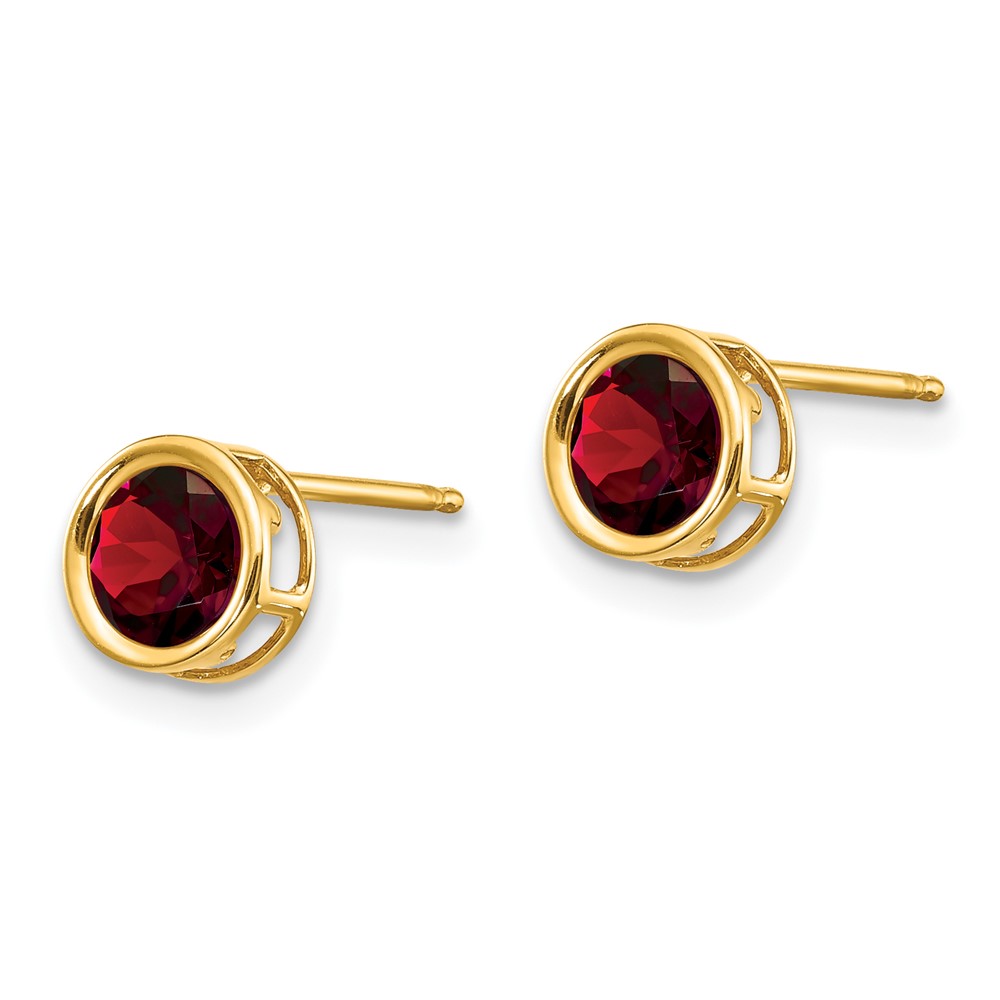 14k 5mm Bezel Garnet Stud Earrings (XBE144)