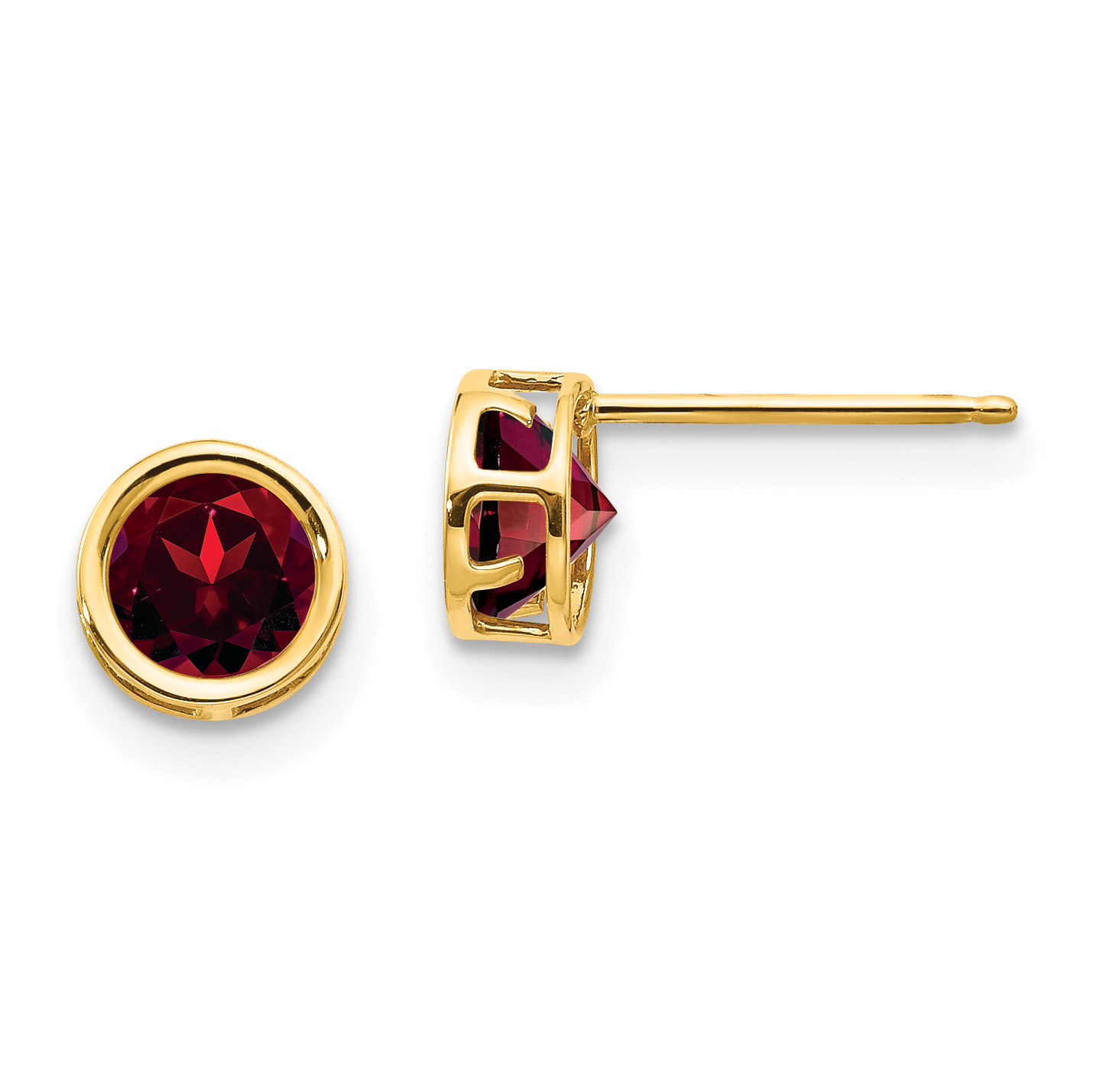 14k 5mm Bezel Garnet Stud Earrings (XBE144)