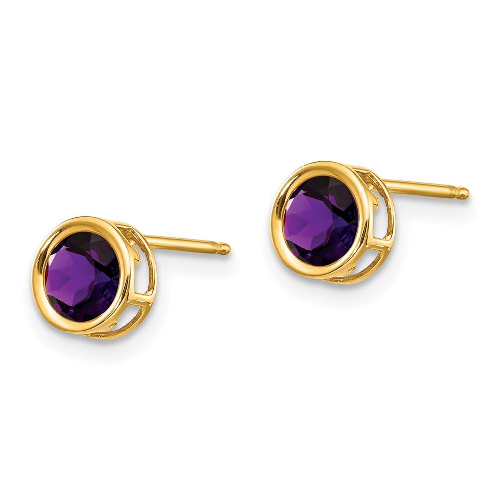 14k 5mm Bezel Amethyst Stud Earrings (XBE145)