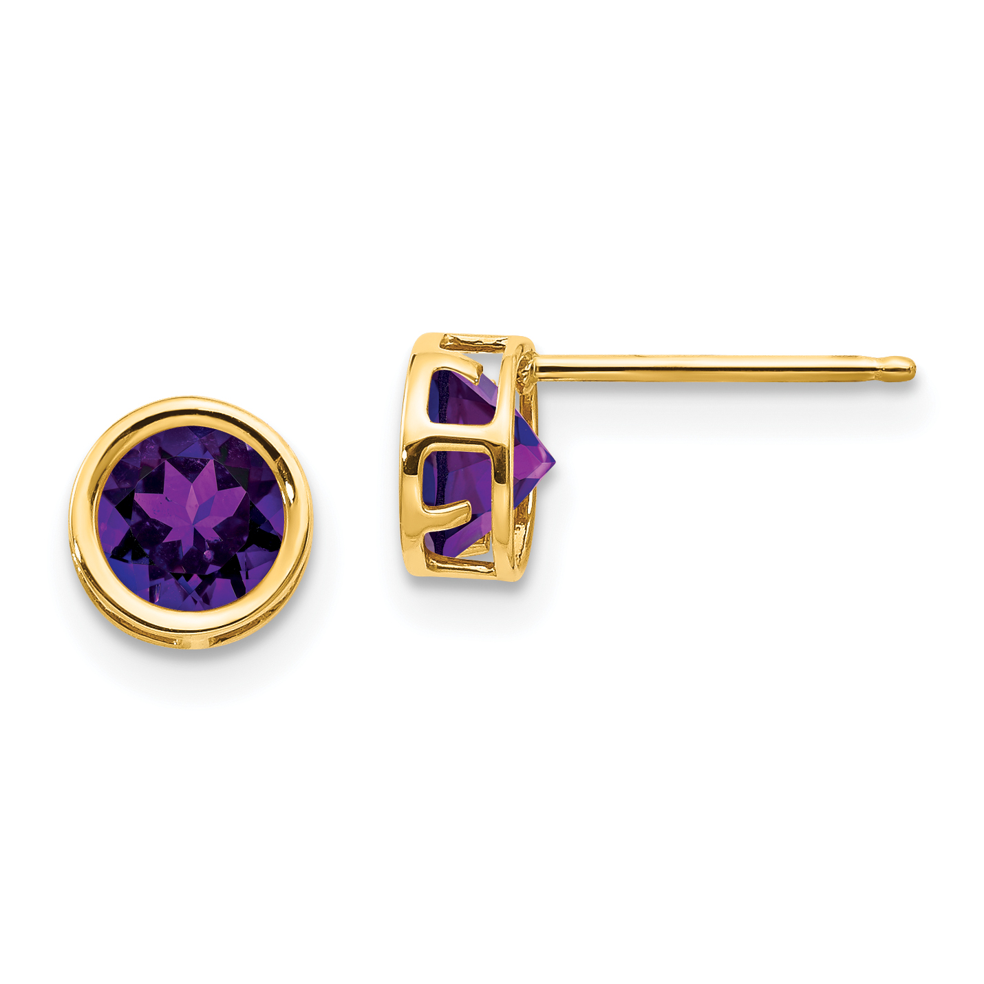 14k 5mm Bezel Amethyst Stud Earrings (XBE145)