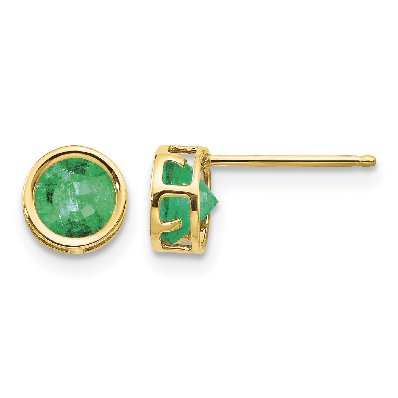 14k 5mm Bezel Emerald Stud Earrings (XBE148)