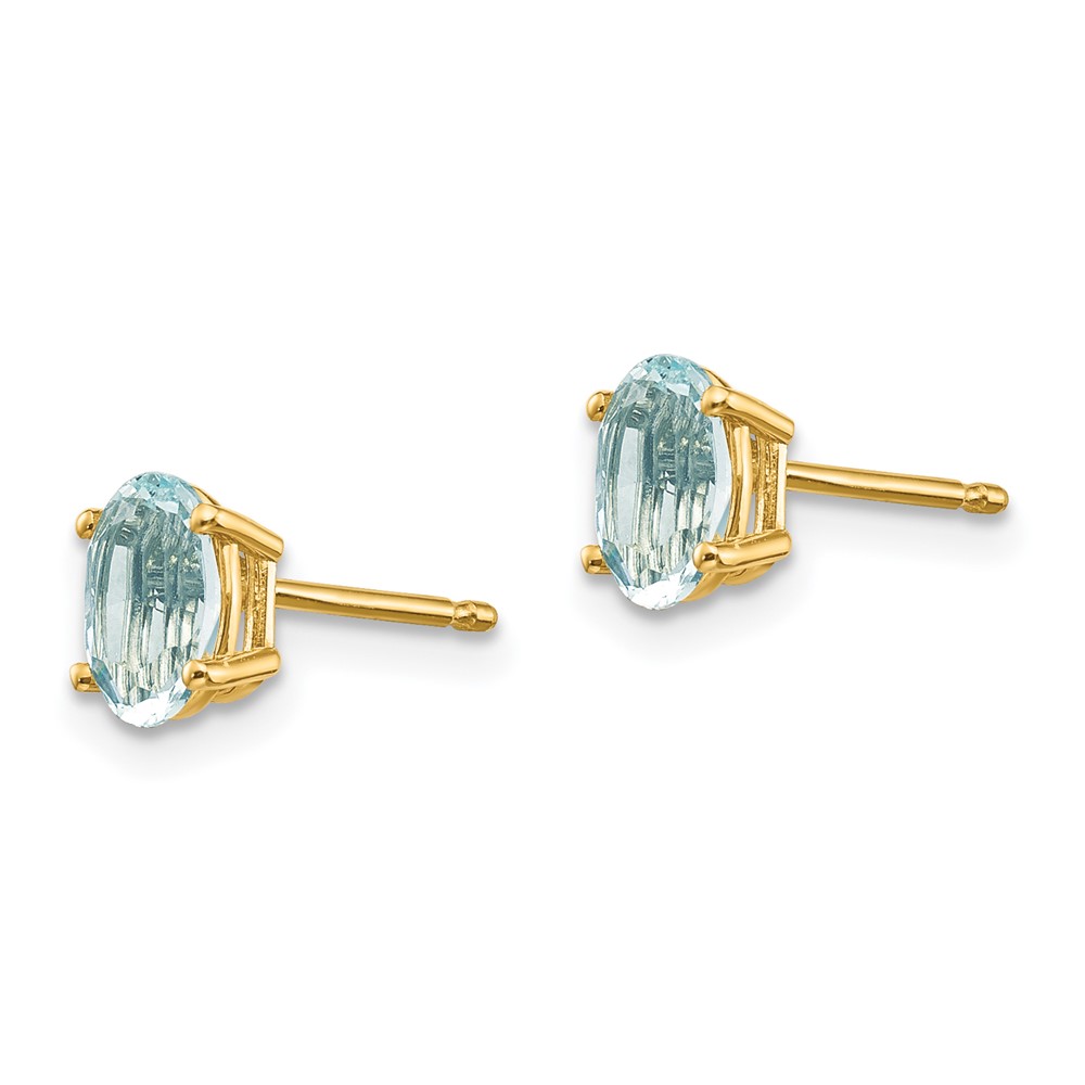 14k 6x4 Oval March/Aquamarine Post Earrings (XBE15)