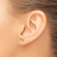 14K Yellow Gold 6x 4 Oval March Aquamarine Post Earrings view 3