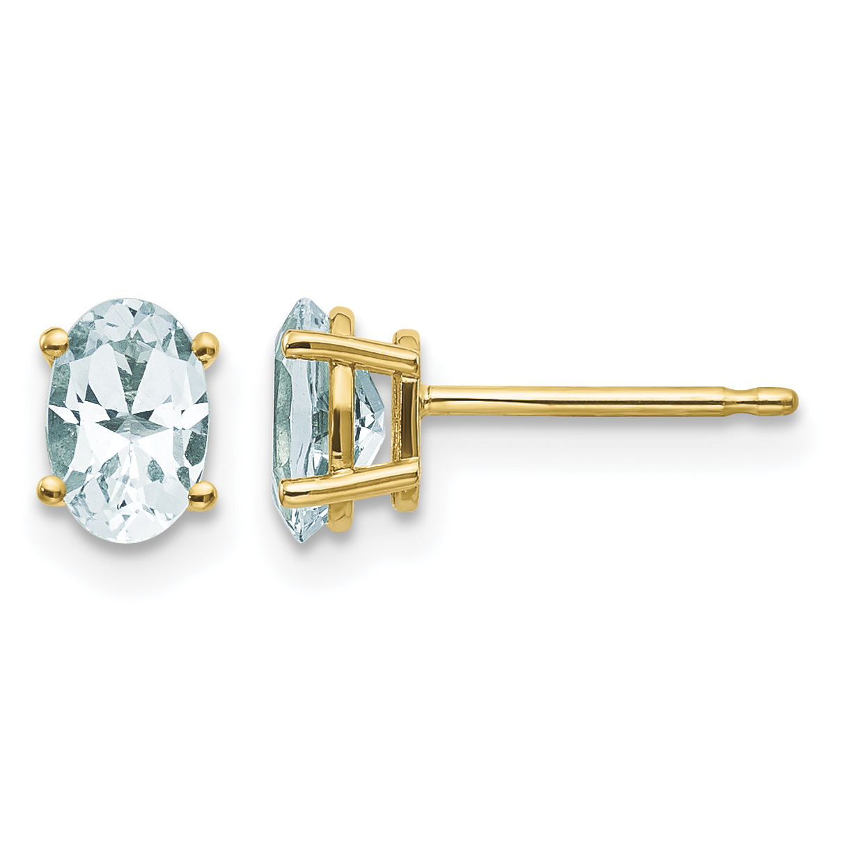 14k 6x4 Oval March/Aquamarine Post Earrings (XBE15)