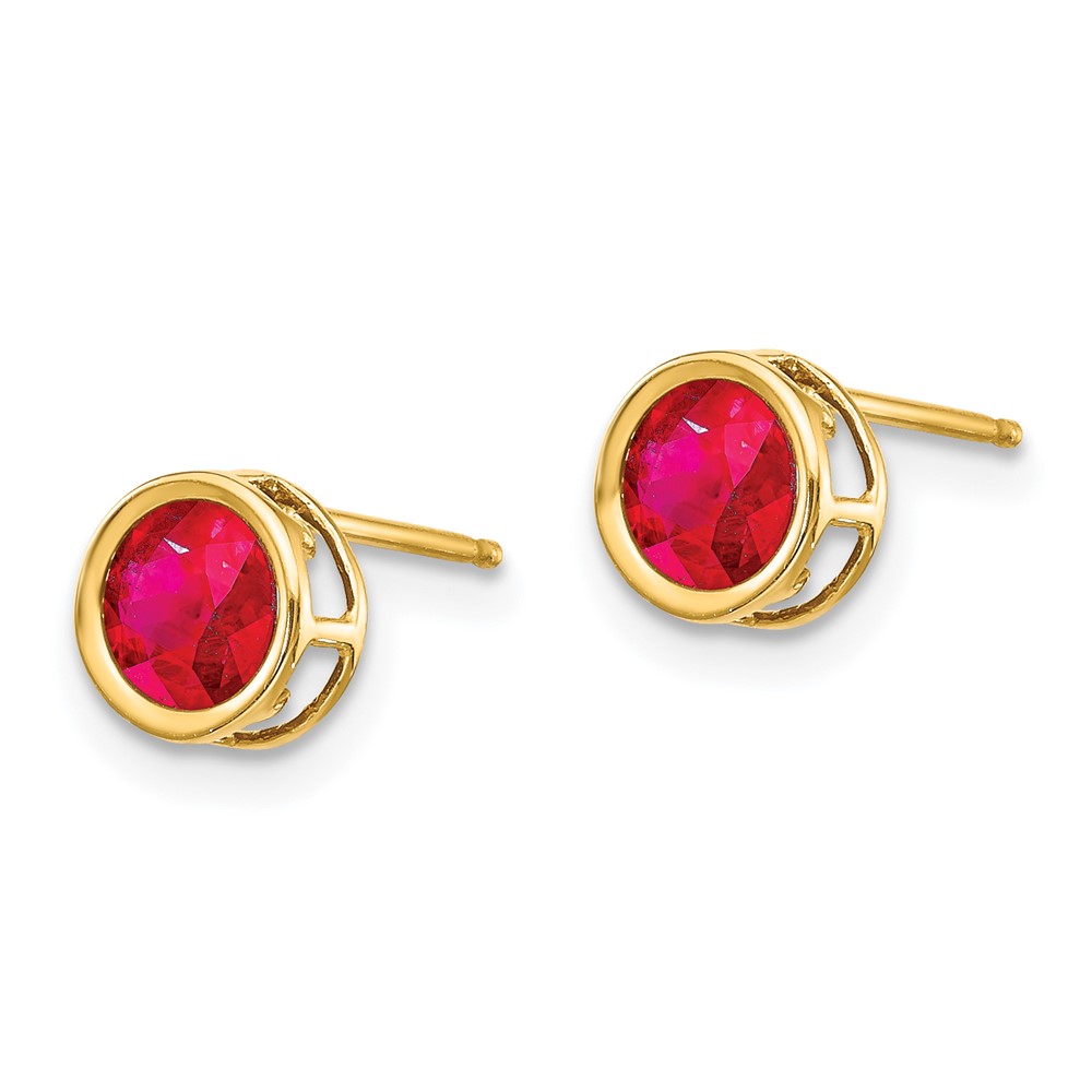 14k 5mm Bezel Ruby Stud Earrings (XBE150)