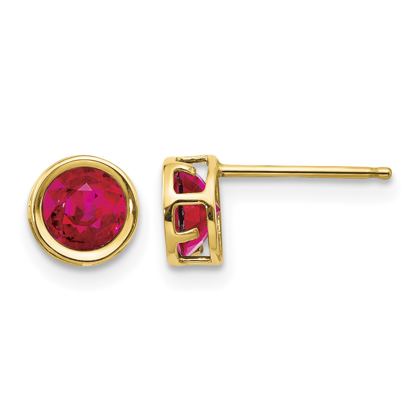 14k 5mm Bezel Ruby Stud Earrings (XBE150)