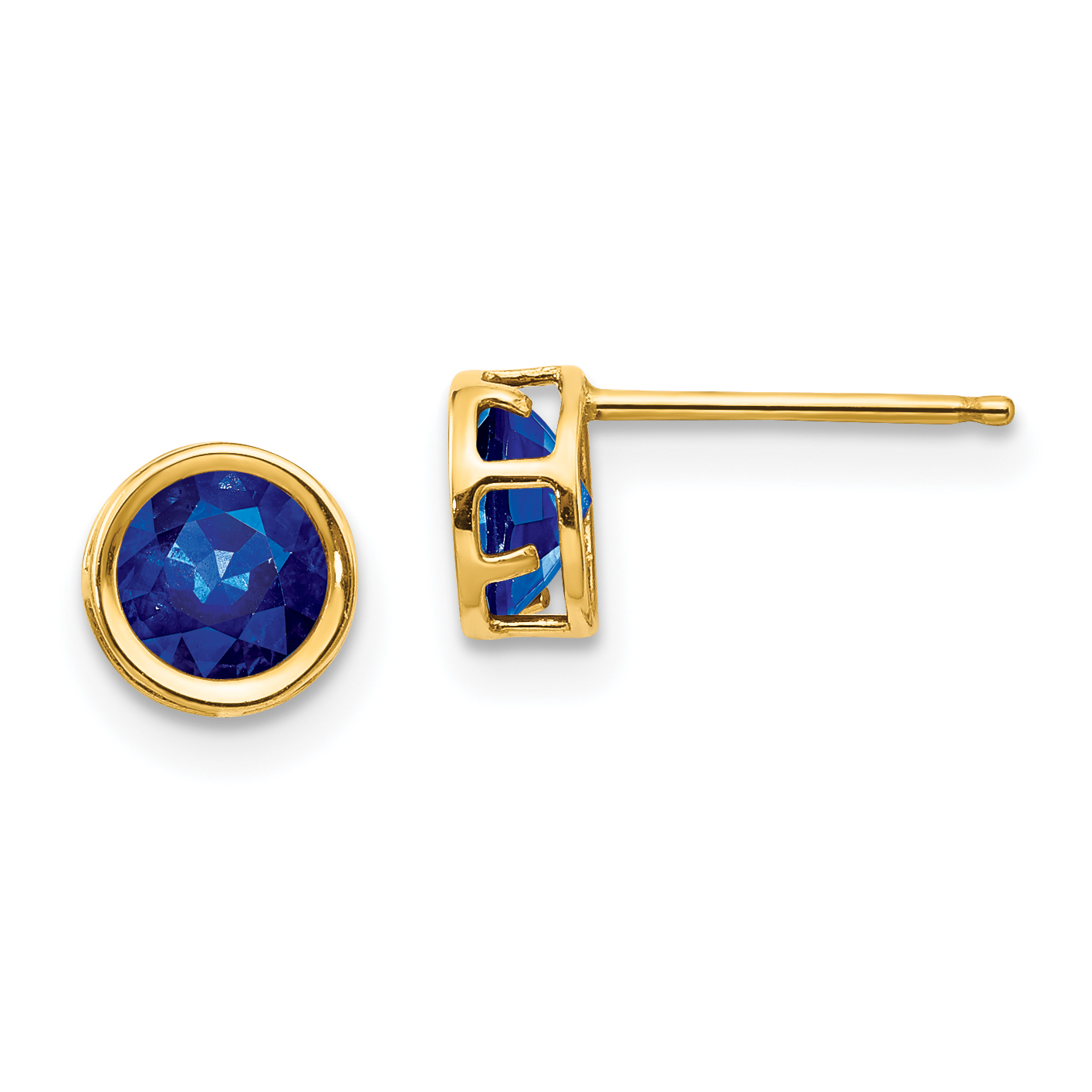 14k 5mm Bezel Sapphire Stud Earrings (XBE152)