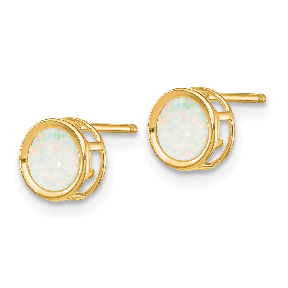 14k 5mm Bezel Opal Stud Earrings (XBE153)