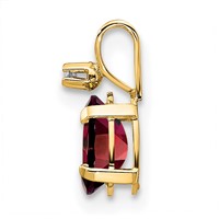 14K Yellow Gold Diamond and 6x 4 Oval January Garnet Birthstone Pendant view 2