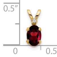 14K Yellow Gold Diamond and 6x 4 Oval January Garnet Birthstone Pendant view 3