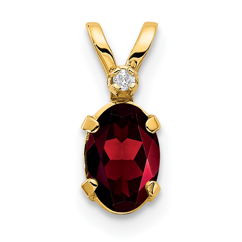 14k Diamond & Garnet Birthstone Pendant (XBE156)