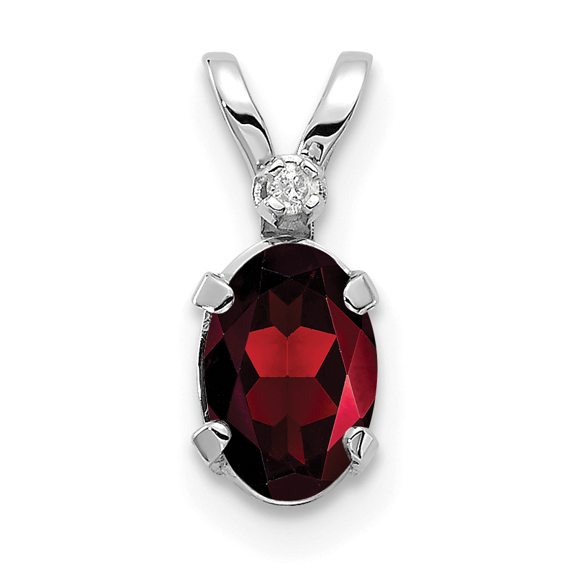14K White Gold Diamond and Garnet Birthstone Pendant (XBE156W)